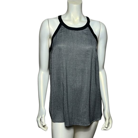 Doe & Rae Black White Striped Halter Tank Top Sleeveless Knit Blouse Size M - Picture 1 of 7